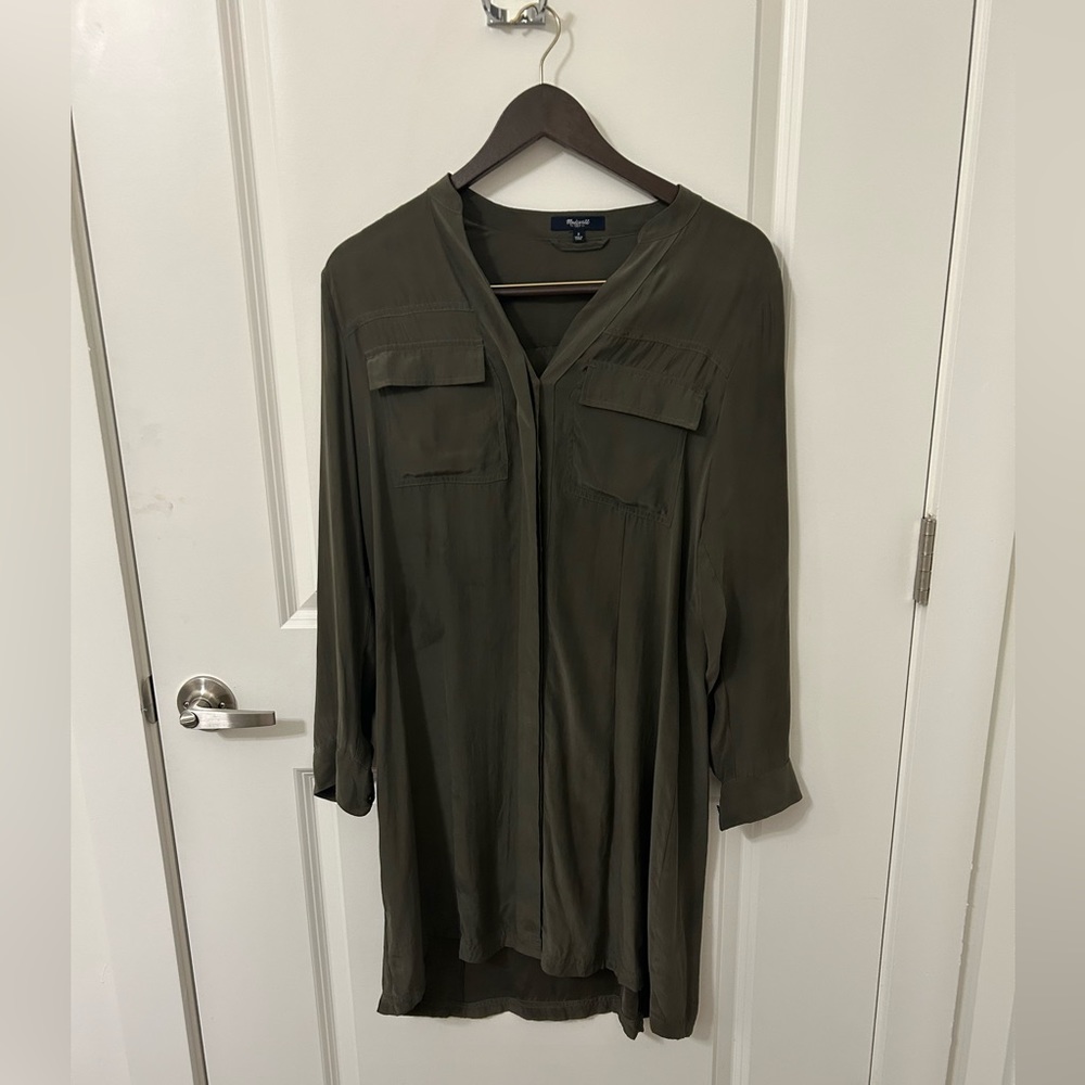 100% Silk Button Down Madewell Dress